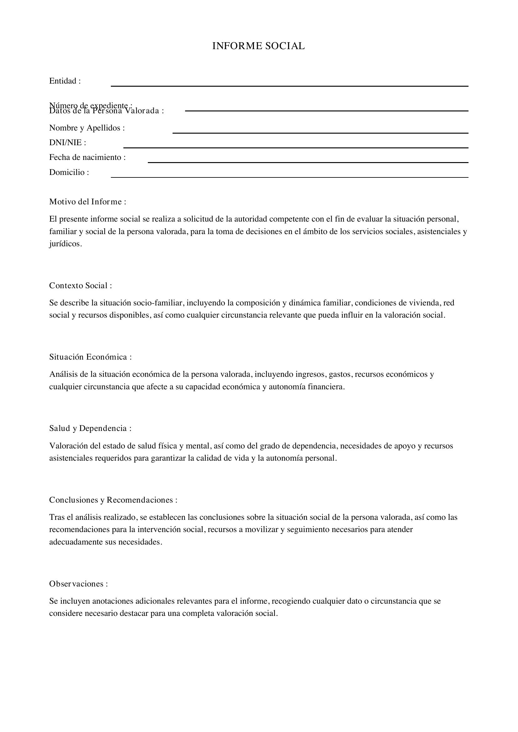 Modelo De Informe Social