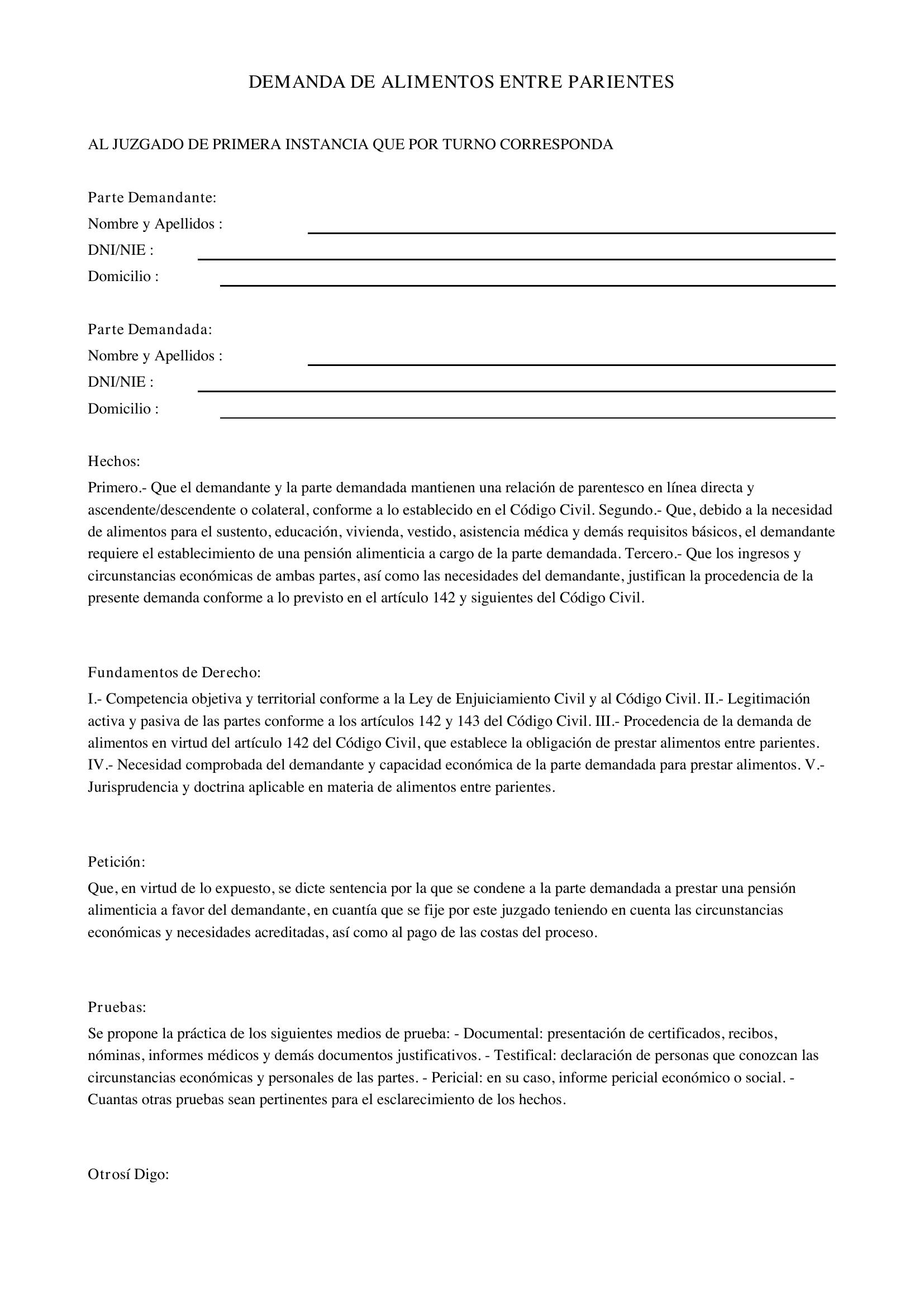 Modelo Demanda Alimentos Entre Parientes